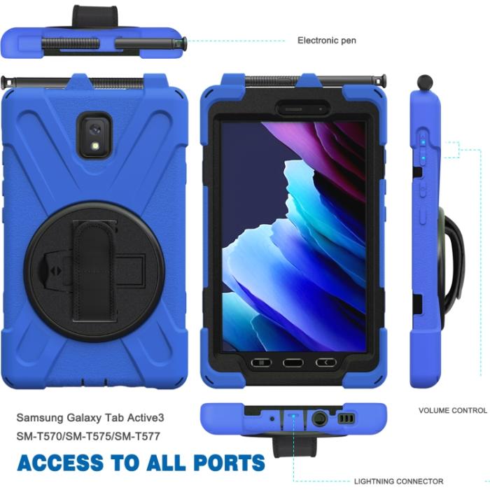Bild 3, Samsung Galaxy Tab Active 3 Skal Hybrid Kickstand Rem Blå