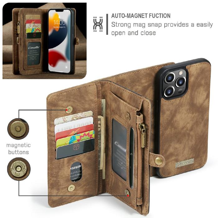 Bild 4, CASEME iPhone 13 Pro Max Fodral/Skal Magnet 2in1 Multifunktionell Brun