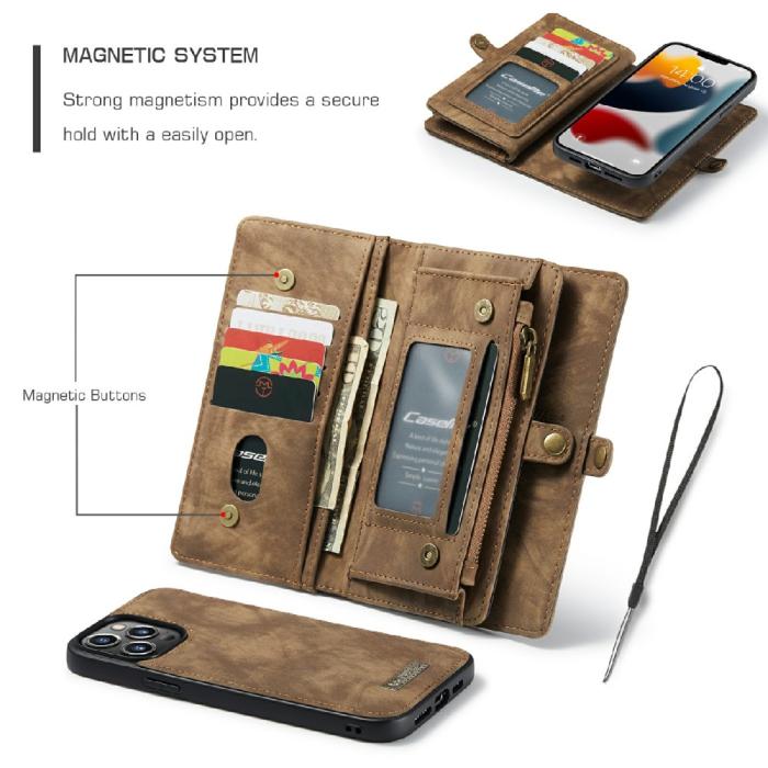 Bild 6, CASEME iPhone 13 Pro Max Fodral/Skal Magnet 2in1 Multifunktionell Brun