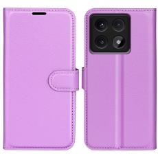 Xiaomi 14T Fodral Litchi L&auml;der Lila