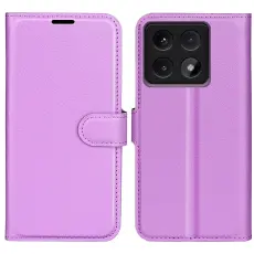 Xiaomi 14T Fodral Litchi L&auml;der Lila