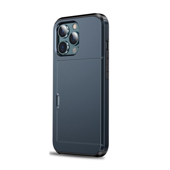 Bild 2, iPhone 14 Pro Skal Hybrid Med Kortfack Mörk Blå