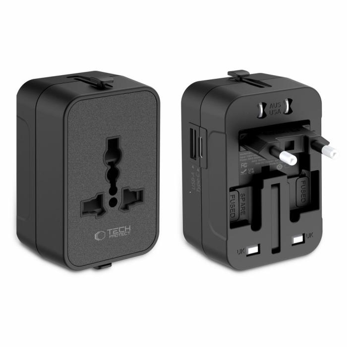 Bild 2, Tech-Protect Reseadapter EU / UK / US / AU Svart
