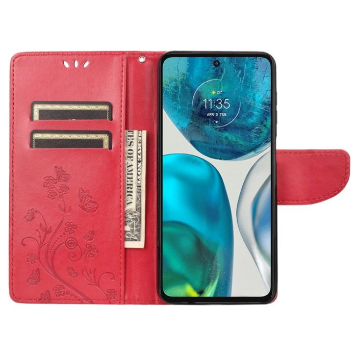 Bild 4, Motorola Moto G52/G82 Fodral Blommigt Tryck Röd