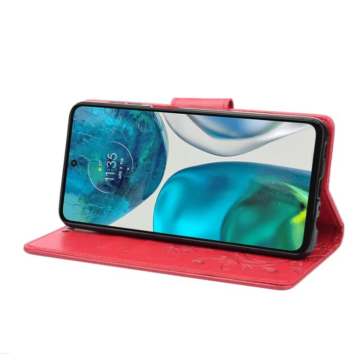 Bild 5, Motorola Moto G52/G82 Fodral Blommigt Tryck Röd