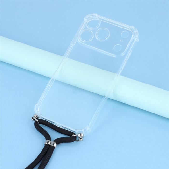 Bild 2, iPhone 17 Pro Max Skal TPU Med Mobilsnöre Transparent