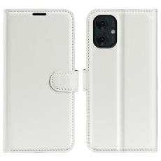 Motorola Moto G55 5G Fodral Litchi L&auml;der Vit