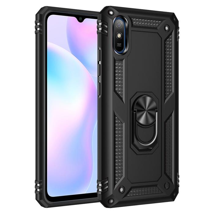 Bild 1, Xiaomi Redmi 9A - Armor Ring Skal - Svart