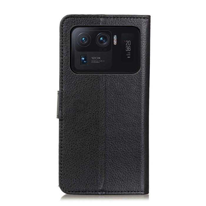 Bild 3, Xiaomi Mi 11 Ultra - Litchi Läder Fodral - Svart