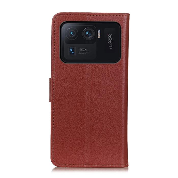 Bild 3, Xiaomi Mi 11 Ultra - Litchi Läder Fodral - Brun
