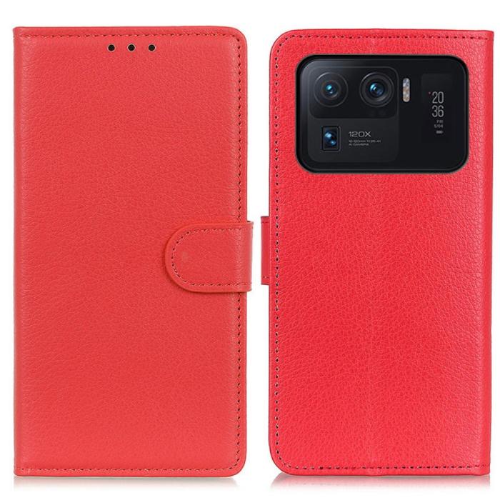 Bild 1, Xiaomi Mi 11 Ultra - Litchi Läder Fodral - Röd