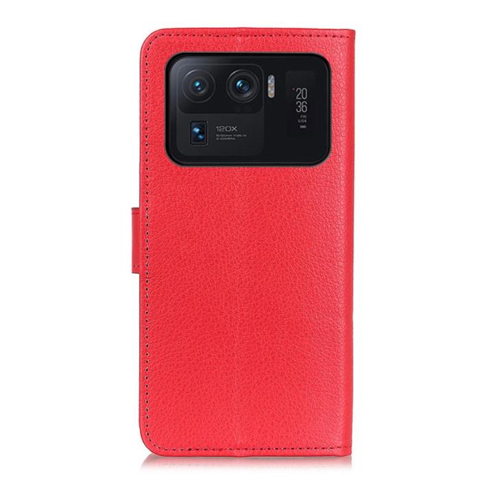 Bild 3, Xiaomi Mi 11 Ultra - Litchi Läder Fodral - Röd