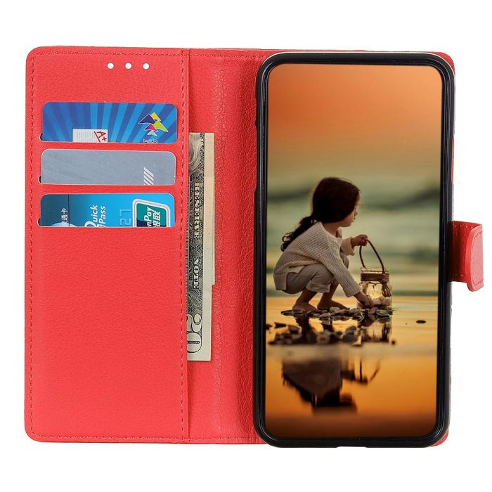 Bild 4, Xiaomi Mi 11 Ultra - Litchi Läder Fodral - Röd