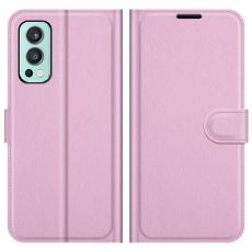 OnePlus Nord 2 5G - Litchi Läder Fodral - Ljus Rosa