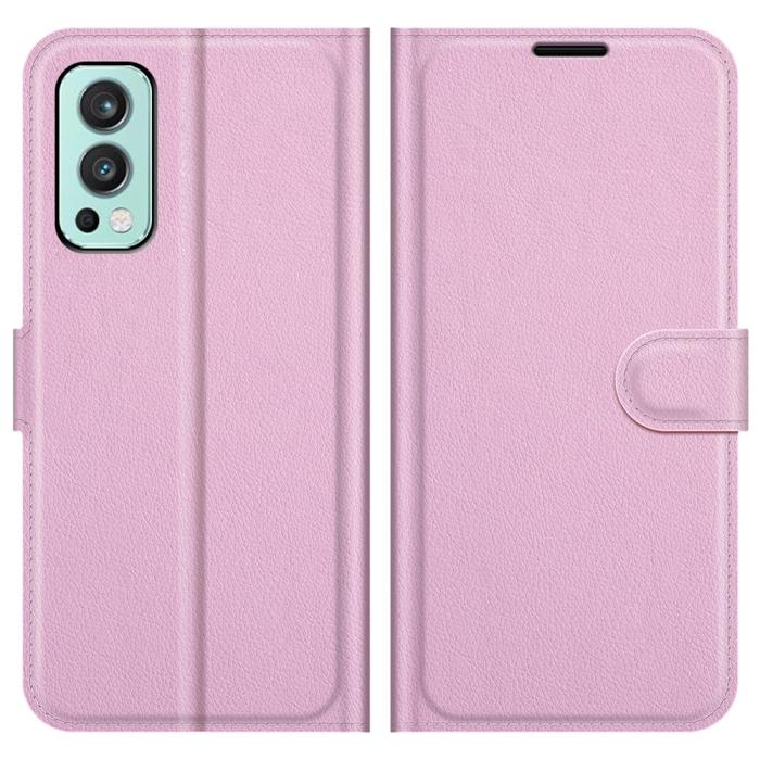 Bild 1, OnePlus Nord 2 5G - Litchi Läder Fodral - Ljus Rosa