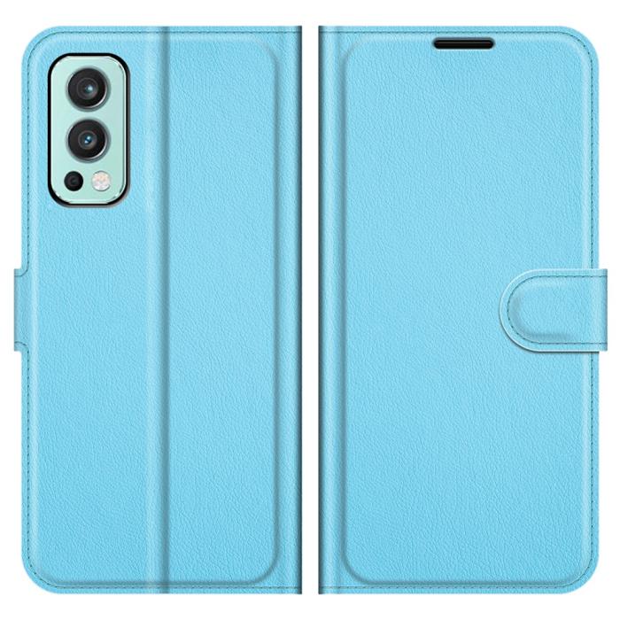 Bild 1, OnePlus Nord 2 5G - Litchi Läder Fodral - Ljus Blå
