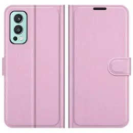 OnePlus Nord 2 5G - Litchi Läder Fodral - Ljus Rosa