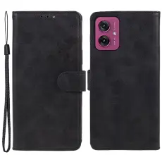 Motorola Moto G55 5G Pl&aring;nboksfodral L&auml;der Svart