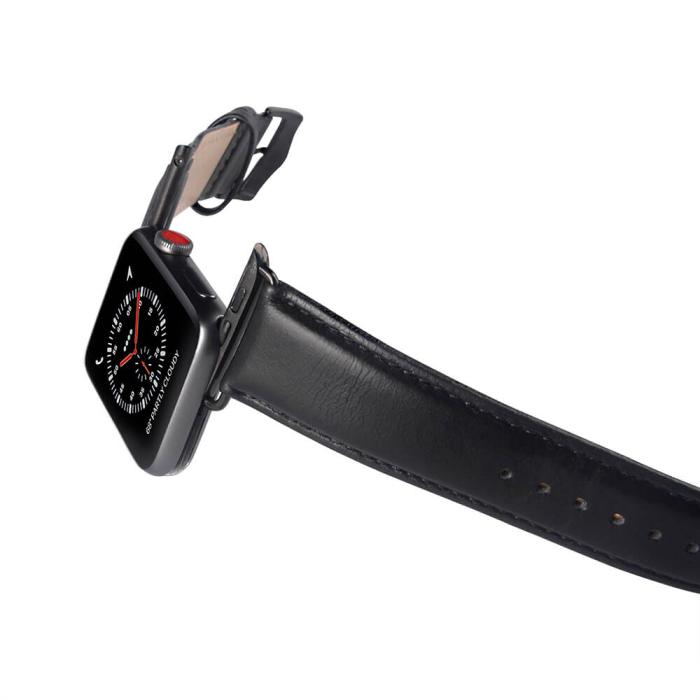 Bild 3, Buffalo Apple Watch 41/40/38 mm Armband Äkta Läder Svart