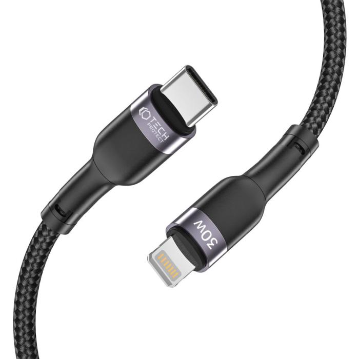 Bild 2, Tech-Protect 25 cm 30W 3A USB-C - Lightning UltraBoost Laddkabel Svart