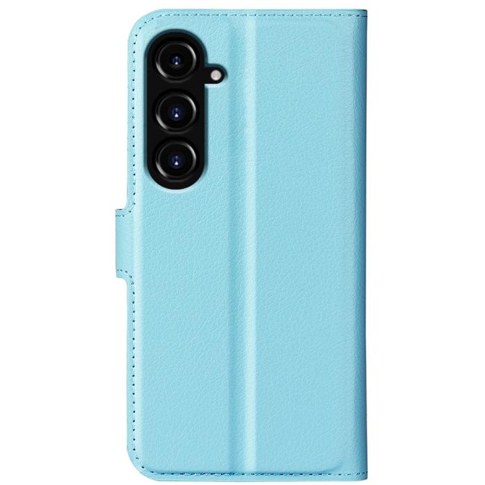 Bild 6, Samsung Galaxy S23 FE Fodral Litchi Textur Ljus Blå