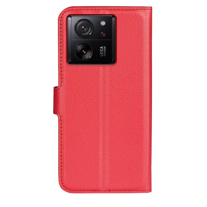 Bild 6, Xiaomi 13T / 13T Pro Fodral Litchi Läder Röd
