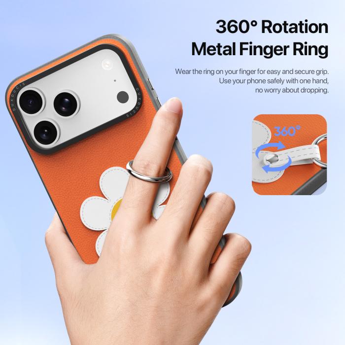 Bild 6, DUX DUCIS iPhone 18 Pro Skal PU-Läder Prästkrage Orange