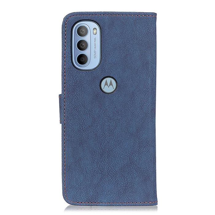 Bild 3, KHAZNEH Motorola Moto G31 / G41 Fodral Vintage Split Läder Blå
