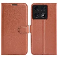 Xiaomi 14T Fodral Litchi L&auml;der Brun