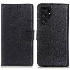 Samsung Galaxy S24 Ultra Fodral Litchi Läder Svart