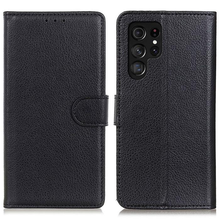 Bild 1, Samsung Galaxy S24 Ultra Fodral Litchi Läder Svart