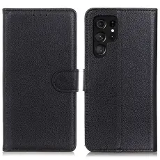 Samsung Galaxy S24 Ultra Fodral Litchi Läder Svart
