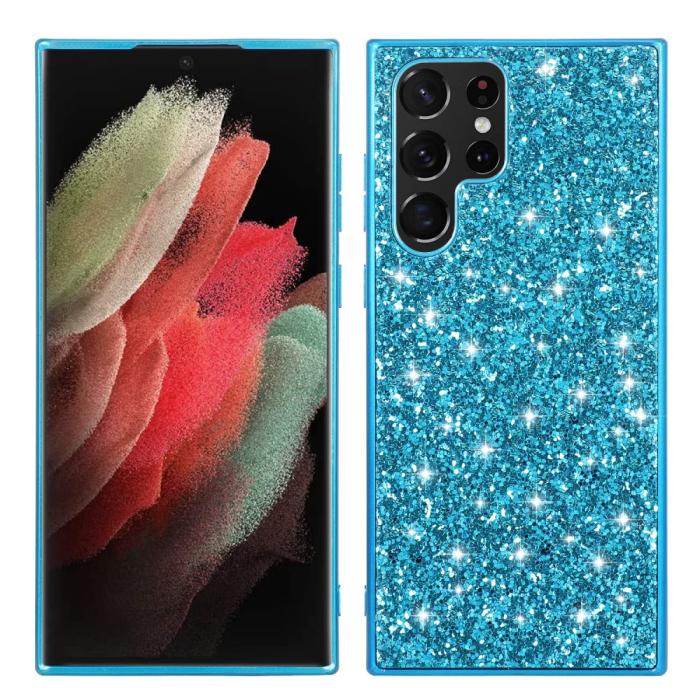 Bild 1, Galaxy S24 Ultra Skal Sparkling Glitter Blå