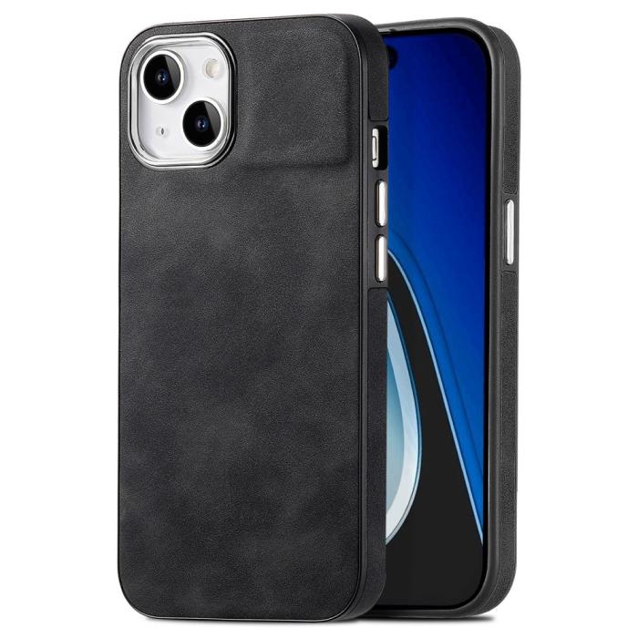 Bild 1, iPhone 15 Plus Skal Läderbelagt Skin Touch Svart