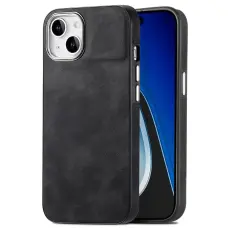 iPhone 15 Plus Skal L&auml;derbelagt Skin Touch Svart