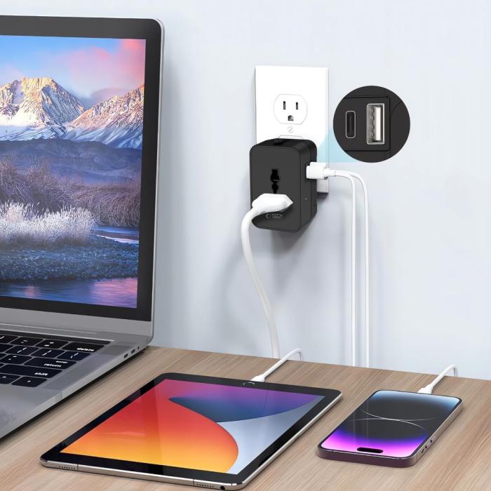 Bild 4, Tech-Protect Reseadapter EU / UK / US / AU Svart