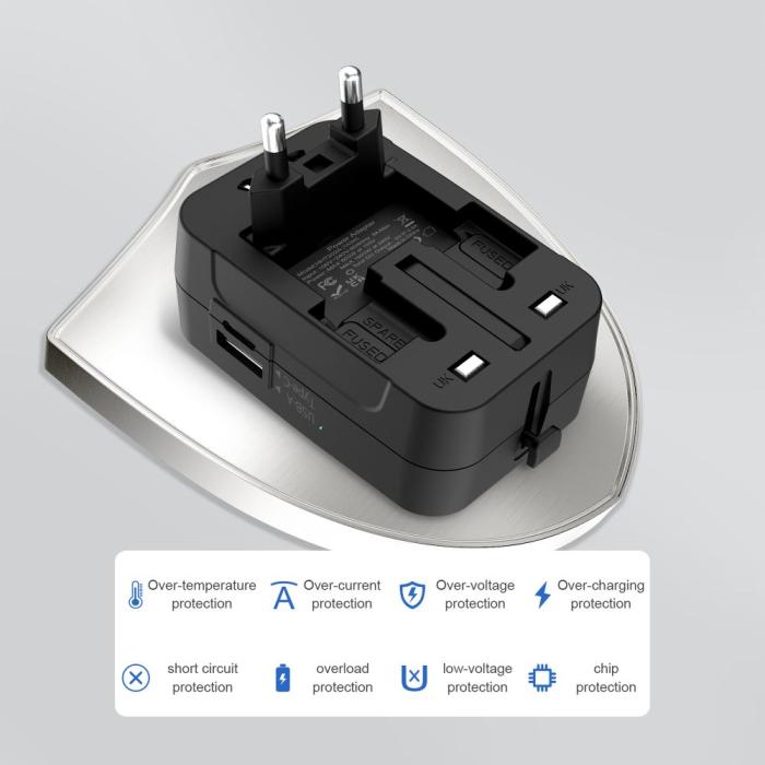 Bild 6, Tech-Protect Reseadapter EU / UK / US / AU Svart