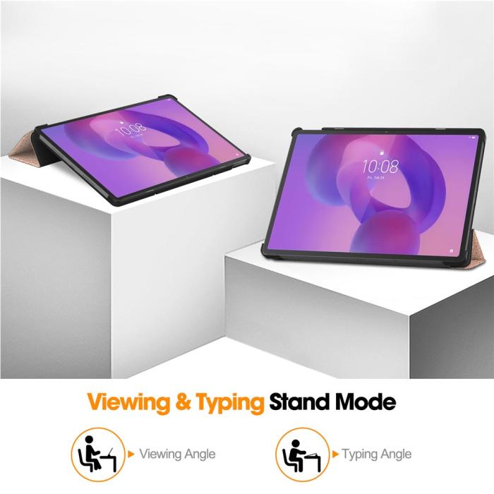 Bild 5, Lenovo Idea Tab Pro Fodral Tri-Fold Läder Roséguld