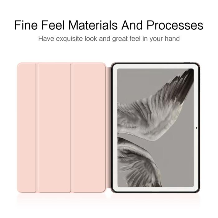 Bild 2, Google Pixel Tablet Fodral Tri-Fold Läder Ljus Rosa