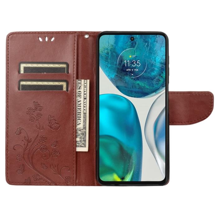 Bild 4, Motorola Moto G52/G82 Fodral Blommigt Tryck Brun