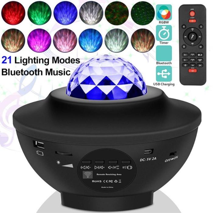 Bild 2, Galaxylampa / Stjärnprojektor LED Med Bluetooth Högtalare