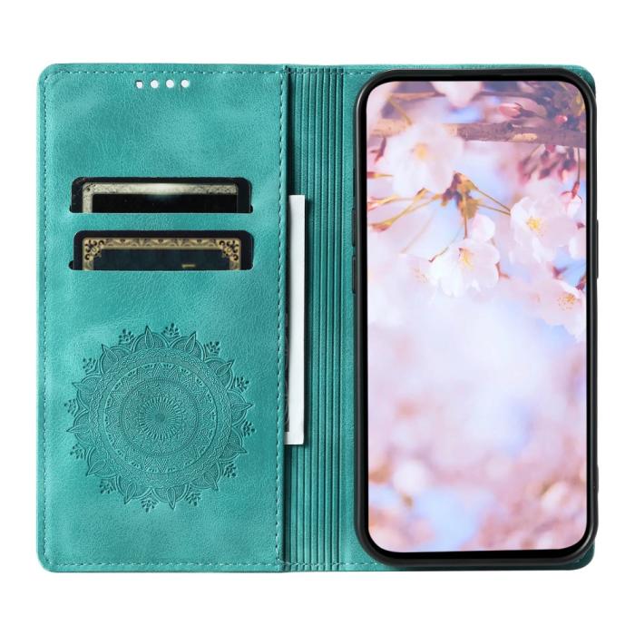 Bild 2, Samsung Galaxy A25 5G Fodral Flip Mandala Läder Grön