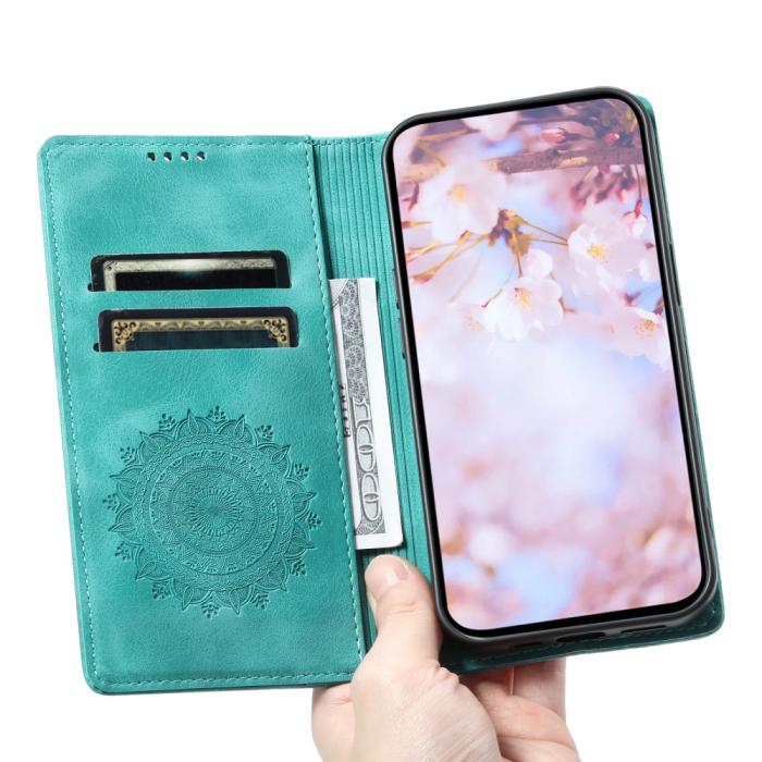 Bild 5, Samsung Galaxy A25 5G Fodral Flip Mandala Läder Grön