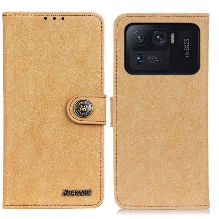Bild 1, Xiaomi Mi 11 Ultra - KHAZNEH Split Läder Fodral - Beige