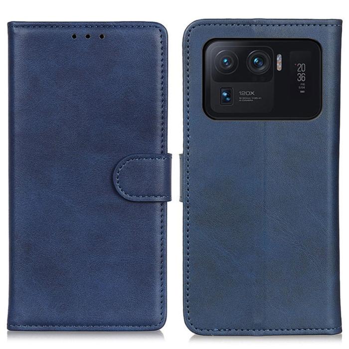 Bild 1, Xiaomi Mi 11 Ultra - Solid Läder Fodral - Blå