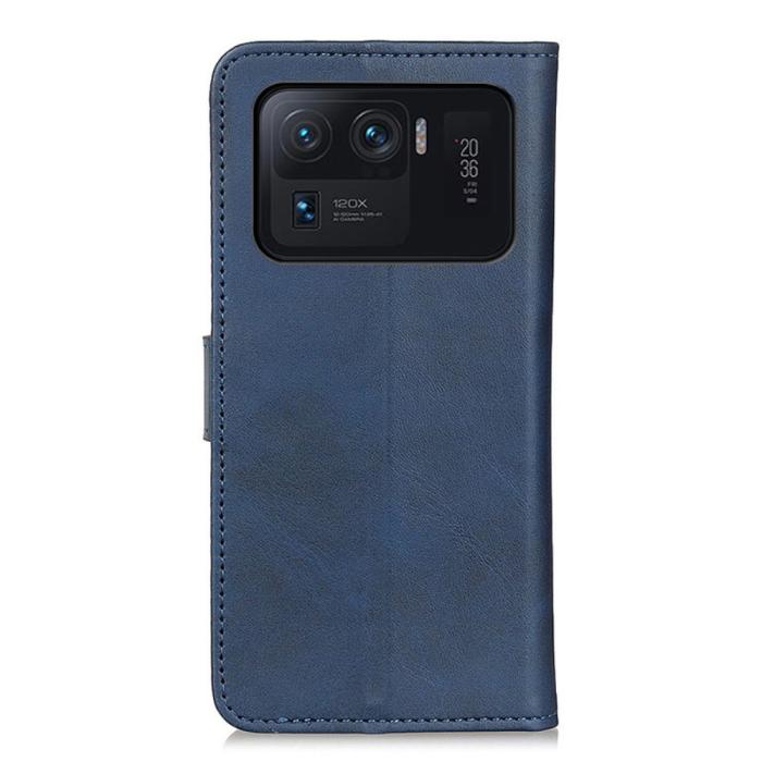 Bild 3, Xiaomi Mi 11 Ultra - Solid Läder Fodral - Blå