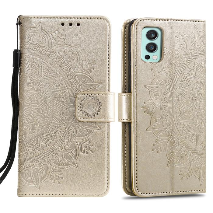Bild 1, OnePlus Nord 2 5G - Mandala Läder Fodral - Guld