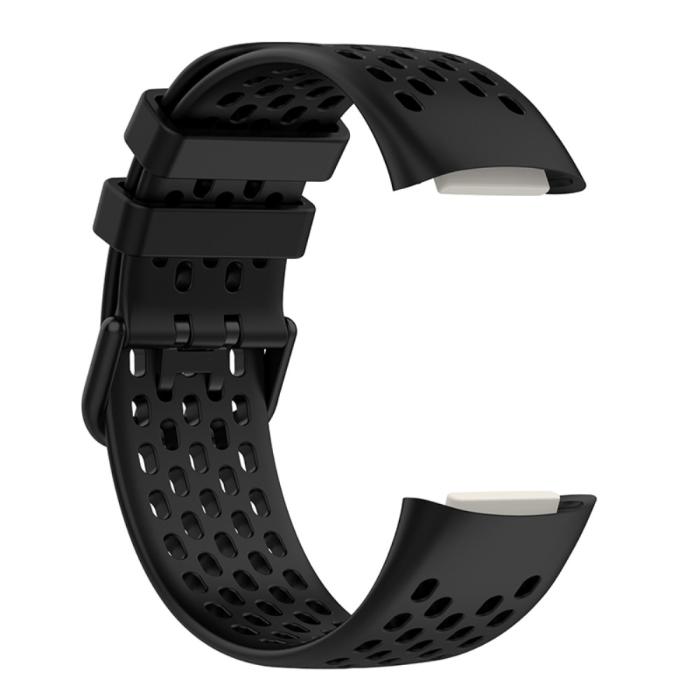 Bild 4, Fitbit Charge 6 / 5 Armband Silikon Ihåligt Svart