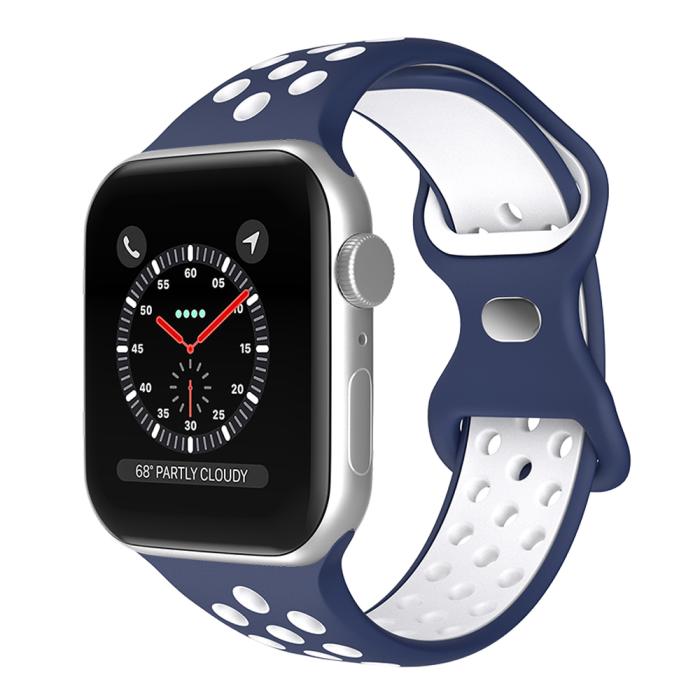 Bild 2, Sportarmband Dual-Color Apple Watch 42/44/45/49 mm (S/M) Blå/Vit