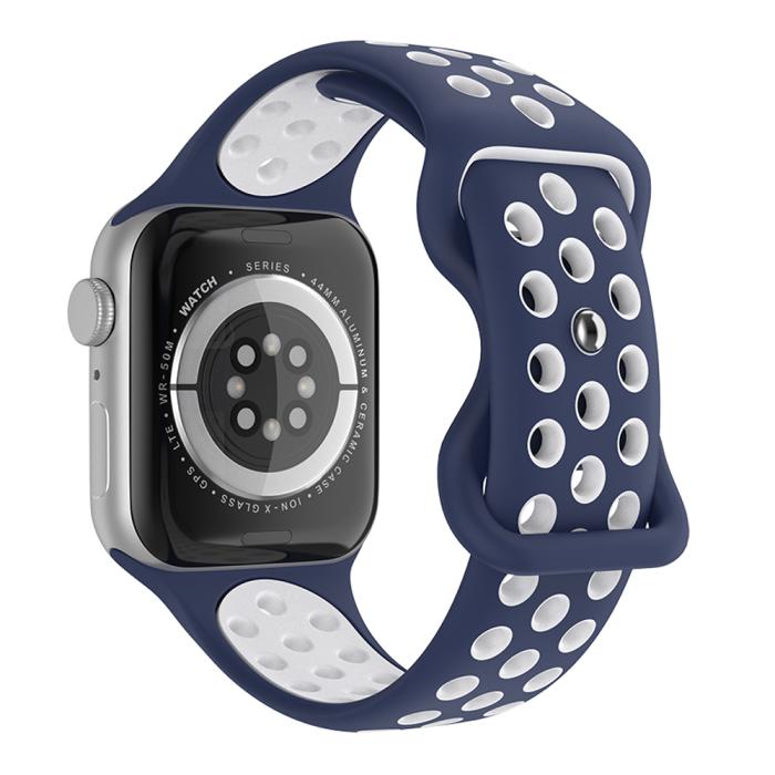 Bild 1, Sportarmband Dual-Color Apple Watch 42/44/45/49 mm (S/M) Blå/Vit